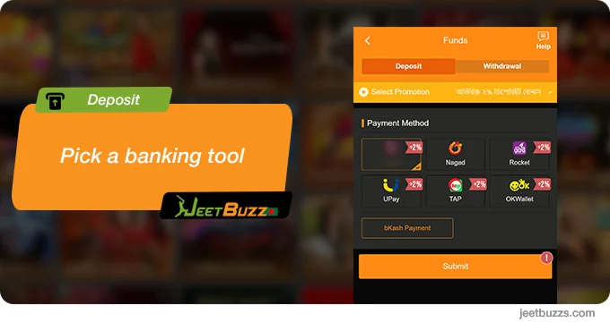Pick a banking tool - JeetBuzz999 Deposit Methods