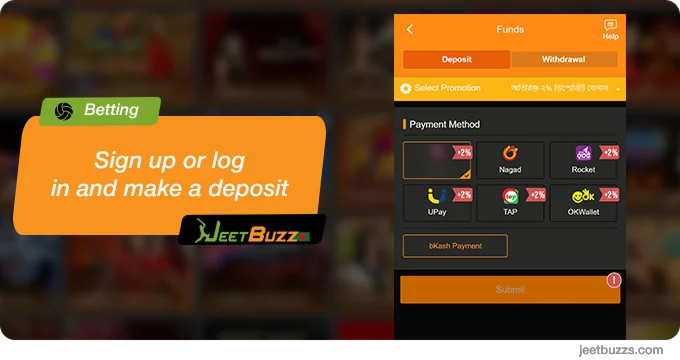 Sign up or register, make a deposit - JeetBuzz999 Sports Betting