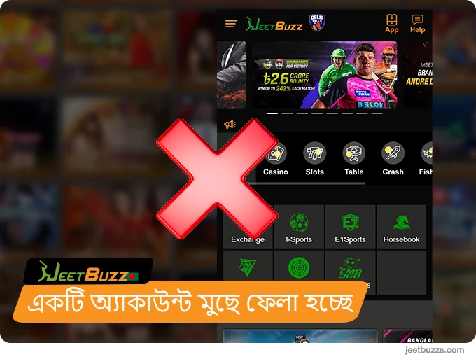 একটি JeetBuzz999 BN অ্যাকাউন্ট মুছে ফেলা হচ্ছে