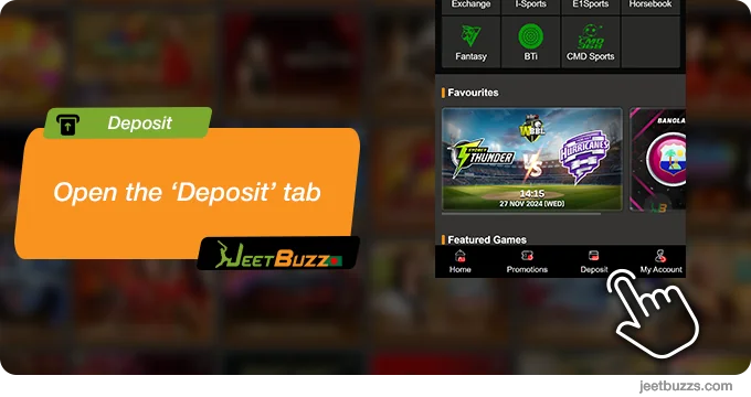 Open 'Deposit' tab - JeetBuzz999
