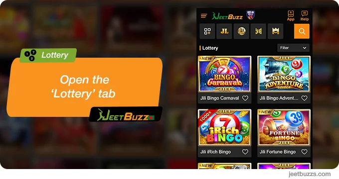 Open 'Lottery' section at JeetBuzz999