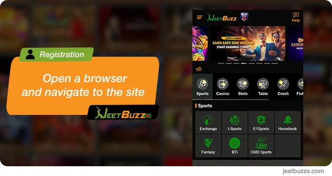 Open a browser to start registration at JeetBuzz999