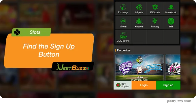 Find the Sign Up Button and Register at JeetBuzz999 Slots