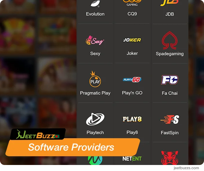 List of JeetBuzz999 Bangladesh Software Providers