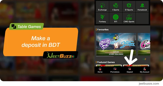 Make a deposit on JeetBuzz999