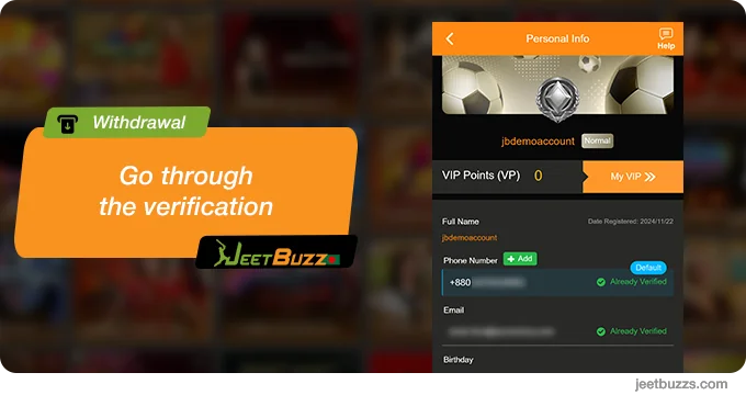 Go through the verification at JeetBuzz999